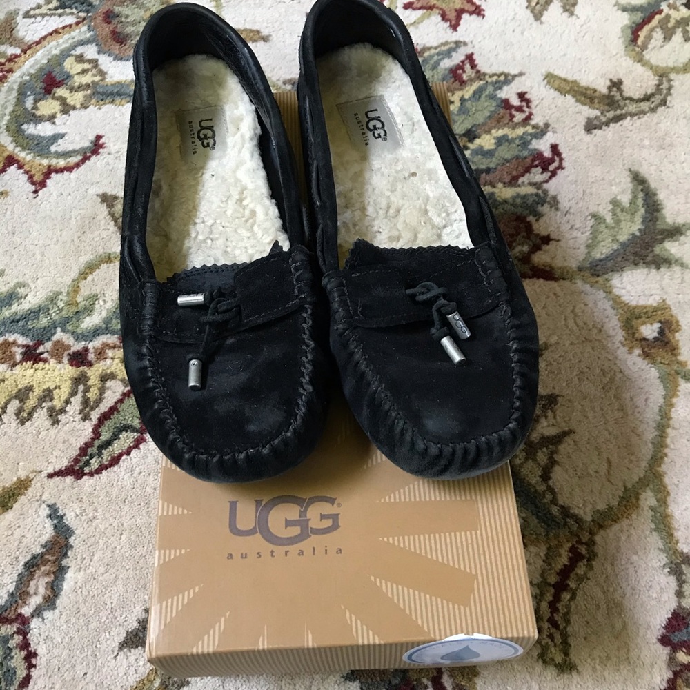 BLACK SUEDE UGG MOCCASINS
